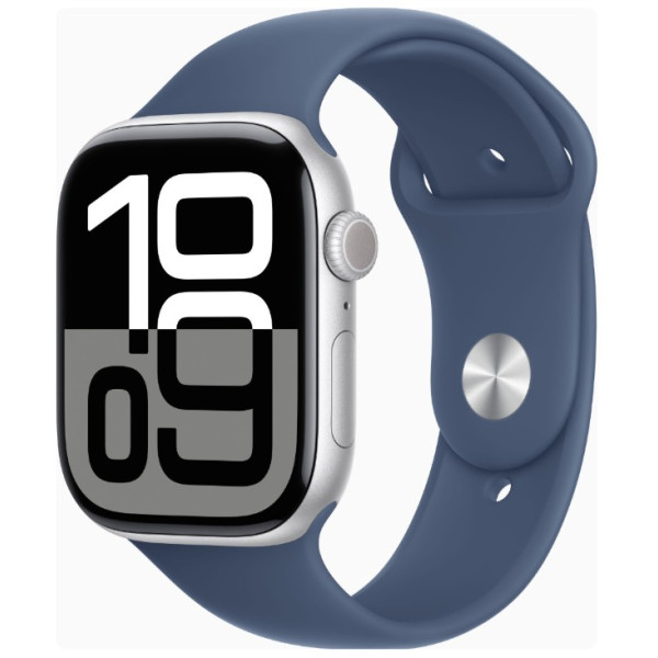 Apple Watch Series 10 GPS + Cellular 46mm Silver Alu. Case w. Denim Sport Band - M/L (MWY13) - фото Apple Watch Series 10 GPS + Cellular 46mm Silver Alu. Case w. Denim Sport Band - M/L (MWY13)