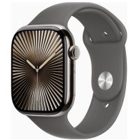 Apple Watch Series 10 GPS + Cellular 46mm Natural Titanium Case w. Stone Grey Sport Band - S/M (MWY93)