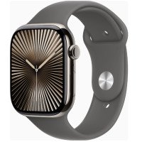 Apple Watch Series 10 GPS + Cellular 46mm Natural Titanium Case w. Stone Grey Sport Band - M/L (MWYA3)
