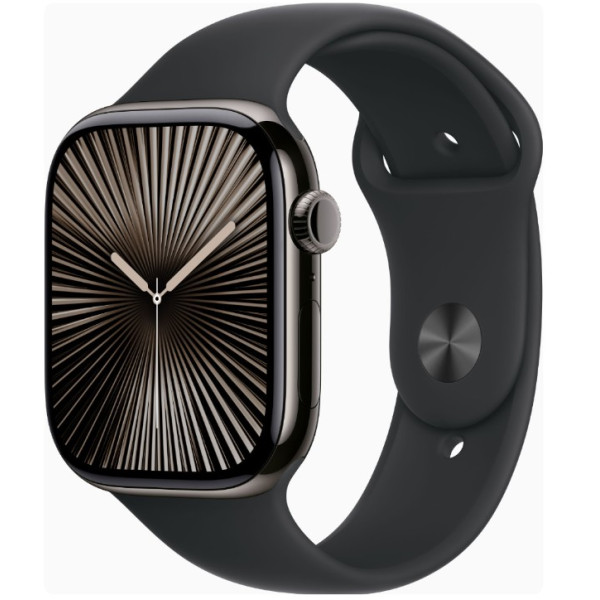 Apple Watch Series 10 GPS + Cellular 46mm Slate Titanium Case w. Black Sport Band - S/M (MWYD3) - фото Apple Watch Series 10 GPS + Cellular 46mm Slate Titanium Case w. Black Sport Band - S/M (MWYD3)