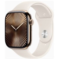 Apple Watch Series 10 GPS + Cellular 46mm Gold Titanium Case w. Starlight Sport Band - M/L (MWYY3)
