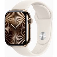 Apple Watch Series 10 GPS + Cellular 42mm Gold Titanium Case w. Starlight Sport Band - M/L (MX073)