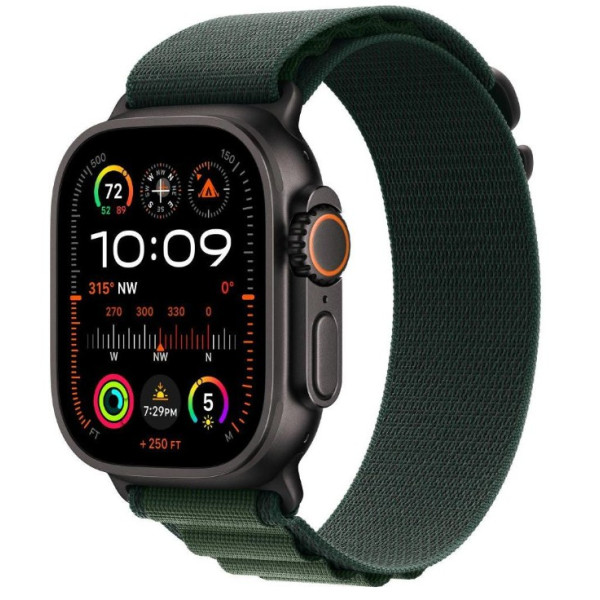 Apple Watch Ultra 2 GPS + Cellular 49mm Black Titan. Case w. Dark Green Alpine Loop - Large (MX4T3) - фото Apple Watch Ultra 2 GPS + Cellular 49mm Black Titan. Case w. Dark Green Alpine Loop - Large (MX4T3)