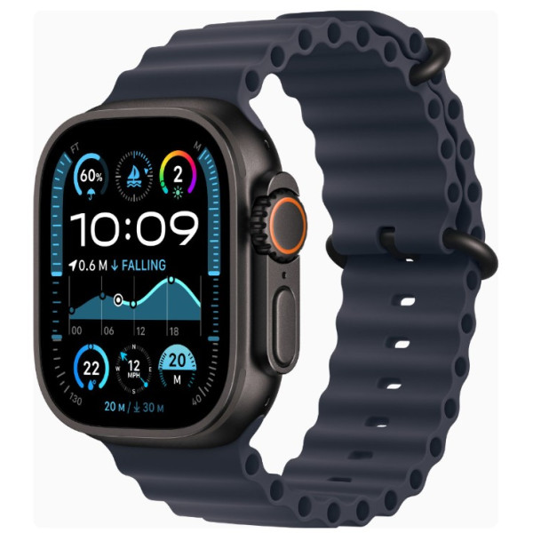 Apple Watch Ultra 2 GPS + Cellular 49mm Black Titanium Case w. Navy Ocean Band (MYTC3+MYPA3) - фото Apple Watch Ultra 2 GPS + Cellular 49mm Black Titanium Case w. Navy Ocean Band (MYTC3+MYPA3)