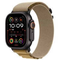 Apple Watch Ultra 2 GPS + Cellular 49mm Black Titan. Case w. Tan Alpine Loop - Small (MYTF3+MYQ03)