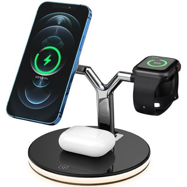 Беспроводное зарядное устройство Amaztec 3-in-1 Magnetic Wireless Charger with Light (black) - фото Беспроводное зарядное устройство Amaztec 3-in-1 Magnetic Wireless Charger with Light (black)
