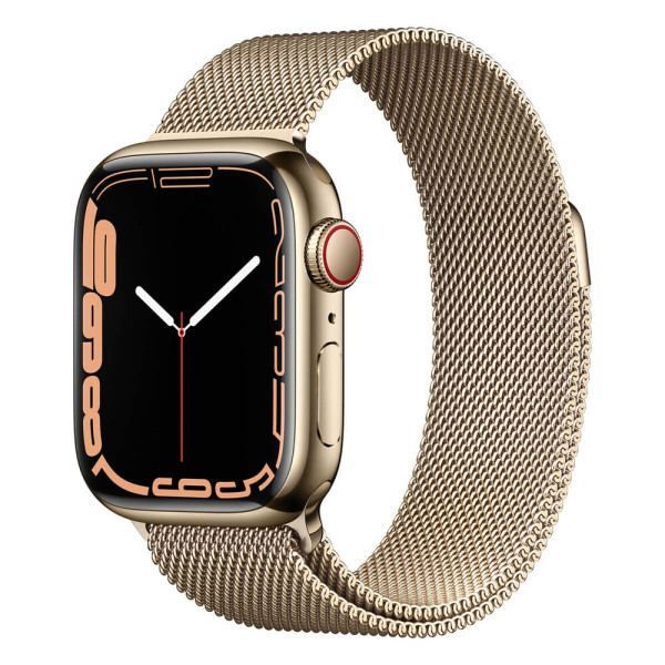 Apple Watch Series 7 GPS + Cellular 41mm Gold Stainless Steel Case with Gold Milanese Loop (MKHH3)