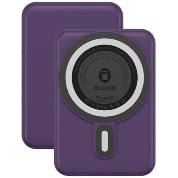 Blueo Wireless Powerbank 10000mA (PD20W / 15W Wireless) (Deep Purple) - фото Blueo Wireless Powerbank 10000mA (PD20W / 15W Wireless) (Deep Purple)