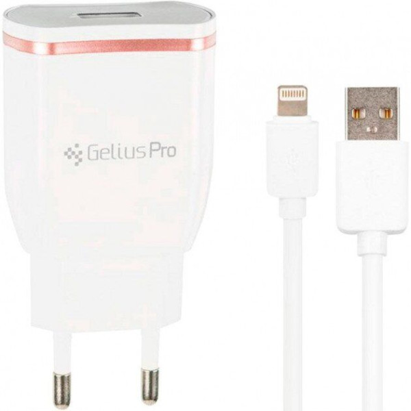 СЗУ Gelius Pro Exelon QC2.0 GP-HC02 1USB 2.1A + Cable iPhone 8 White