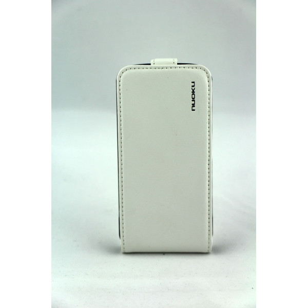 Чехол Флип для iPhone 4/4S NUOKU CRADLE (Белый) (Преcсованая кожа)