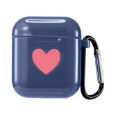 Чохол для AirPods Silicone Case Heart з карабіном (blue)