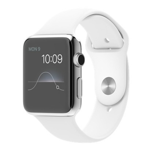 Apple Watch 42mm Stailnless Steel Case with White Sport Band (MJ3V2)