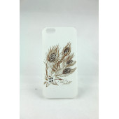 Чехол Накладка для iPhone 5/5S CONNEX SWAROVSKI Leaf (белый) (пластик)