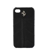 Чехол Накладка для iPhone 4/4S FERRARI California Full Black (черный) (кожа)