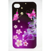 Чохол Накладка для iPhone 4/4S LAVAS SWAROVSKI Butterfly (Фіолетовий) (Пластик)