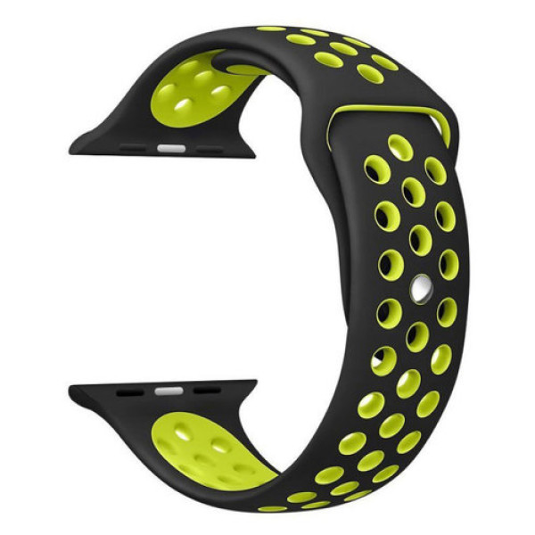 Ремешок-браслет для Apple Watch 38mm Silicone Nike Sport Band (Black-Voit) - фото Ремешок-браслет для Apple Watch 38mm Silicone Nike Sport Band (Black-Voit)