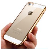 Чехол Накладка iPhone 5 Silicone Case Gold