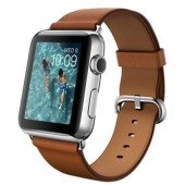 Apple Watch 42mm Stailnless Steel Case with Saddle Brown Classic Buckle (MLC92)