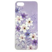 Чехол Накладка для iPhone 5/5S LAVAS SWAROVSKI Flowers (фиолетовый) (пластик)