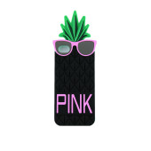 Чехол Накладка для iPhone 5/5S PINK (черный) (силикон)