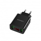 Мережевий зарядний пристрій Usams LED Display travel charger 2 USB (black)