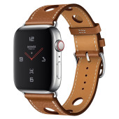 Apple Watch Series 4 Hermes GPS + LTE 44mm Steel c. w. Fauve Grained Barenia L. Single Tour Rallye (MU9E2)