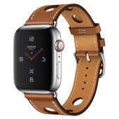 Apple Watch Series 4 Hermes GPS + LTE 44mm Steel c. w. Fauve Grained Barenia L. Single Tour Rallye (MU9E2)