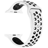 Ремінець-браслет для Apple Watch 38mm Silicone Nike Sport Band (white-black)