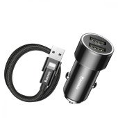 Автомобільний зарядний пристрій Baseus Small Screw + Lightning Cable (3.4 A) (TZXLD-A01) (Black)