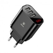 Мережевий зарядний пристрій Baseus Mirror Lake Intelligent Digital Display Travel Home Charger 3 USB 3.4 A