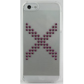 Чехол Накладка для iPhone 5/5S WD X Series SWAROVSKI ELEMENT(Малиновый) (Пластик)