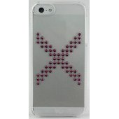 Чехол Накладка для iPhone 5/5S WD X Series SWAROVSKI ELEMENT(Малиновый) (Пластик)