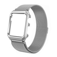 Ремінець-браслет для Apple Watch 38mm Milanese Loop Band + Metal Case(Silver)