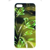Чехол Накладка для iPhone 5/5S LAVAS SWAROVSKI Flowers (зеленый) (пластик)