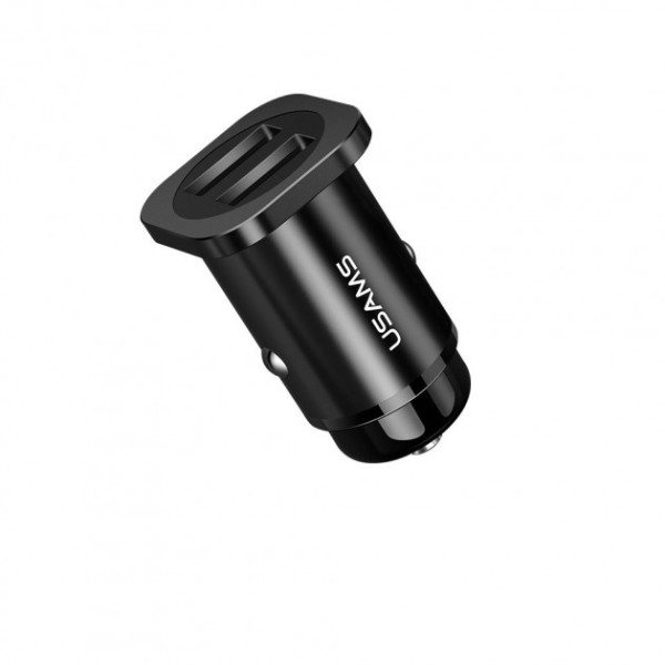 Автомобильное зарядное устройство USAMS C7 4.8A Dual USB Mini Metal (black)