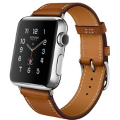 Apple Hermes Watch 38mm Stailnless Steel Case Single Tour Fauve Barenia Leather Band (MLCN2)
