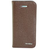 Чехол Книжка для iPhone 5/5S NUOKU LUXE (Коричневый) (Преcсованая кожа)