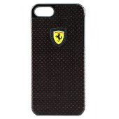 Чехол Накладка для iPhone 5/5S FERRARI Scuderia (черный) (кожа)