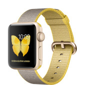 Apple Watch Series 2 38mm Gold Aluminum Case with Yellow/Light Gray Woven Nylon Band (MNP32)