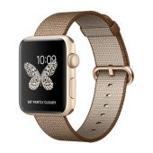 Apple Watch Series 2 42mm Gold Aluminum Case with Toasted Coffee/Caramel Woven Nylon Band (MNPP2)