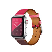 Apple Watch Hermès GPS + Cellular, 40mm Stainless Steel Case with Bordeaux/Rose Extreme/Azalee Swift Leather Double Tour (MU732)