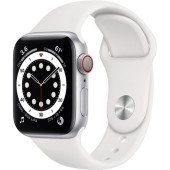 Apple Watch Series 6 GPS + Cellular 40mm Silver Aluminum Case w. White Sport B. (M02N3)