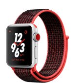 Apple Watch Nike+ Series 3 (GPS + Cellular) 38mm Silver Aluminum w. Bright Crimson/BlackSport L. (MQL72)