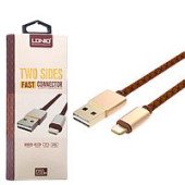 Кабель Apple Lightning LDNIO LS-25 (USB)(1.2 m) (Темно-коричневий) (Еко-шкіра)
