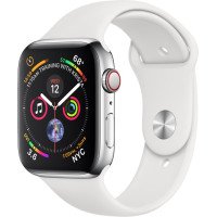 Apple Watch Series 4 GPS + LTE 44mm Steel w. White Sport b. Steel (MTV22)