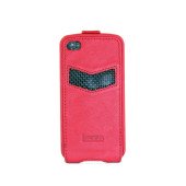 Чехол Флип для iPhone 4/4S iMobo Carbon (красный) (кожа)
