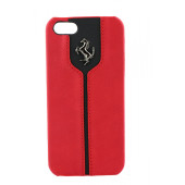 Чехол Накладка для iPhone 5/5S FERRARI Montecarlo (красный) (кожа)