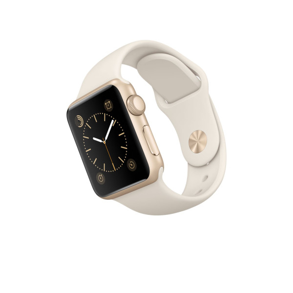 Apple Watch 38mm Gold Aluminum Case with Antique White Sport Band (MLCJ2)