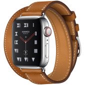Apple Watch Hermes Series 4 GPS + LTE 40mm Steel w. Bordeaux/Rose Extreme/Rose Azalee Leather (MU702)