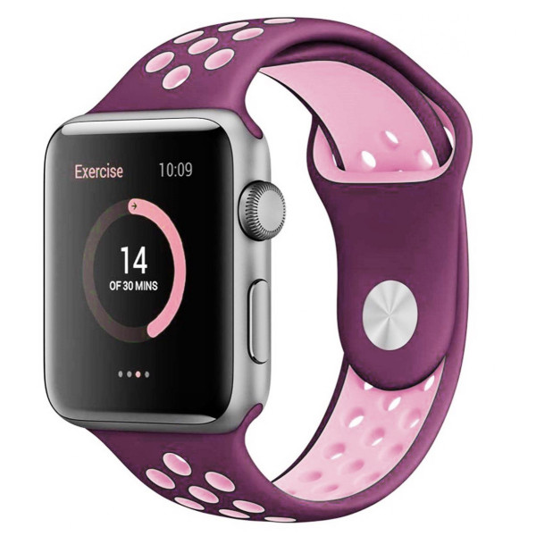 Ремешок-браслет для Apple Watch 42mm Silicone Nike Sport Band (fuchsia-pink)